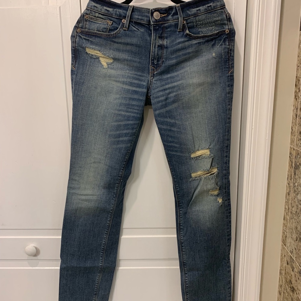Ripped straight leg jeans